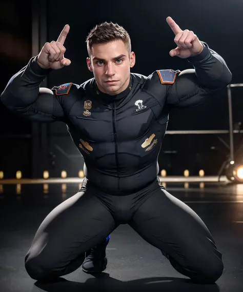 handsome guy wearing military tactical combat suit, action pose, photo of sam_mikulak, <lora:sam_mikulak-v1:0.75>