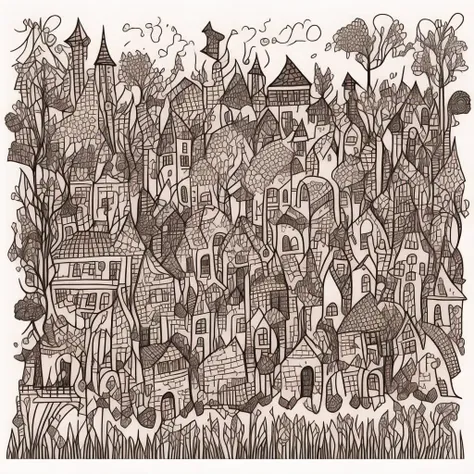 <lyco:Doodle_Sa_May :1.0>  village by doodle style made