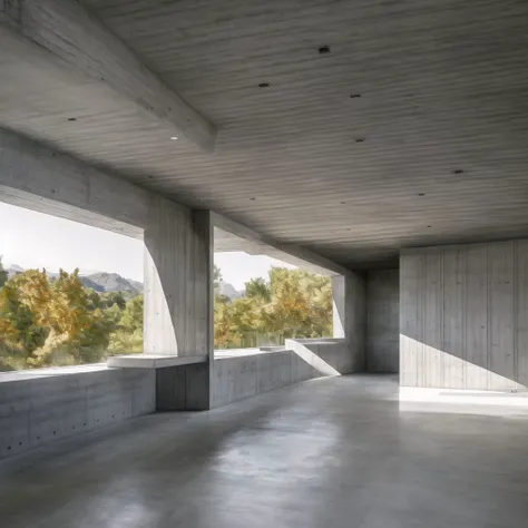 <lora:brutalism:1.0>, (brutalism:1.0), concrete, 
The interior of the space is defined by raw concrete walls and exposed steel beams that create a sense of structural authenticity.