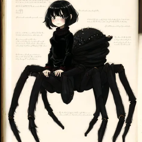 <lora:spiderwickwikia:1> , spiderwickwikia, picture, paper, book, drawing of, 
<lora:arachne-1_arachne-2--retro_ham_avas_jun_rifl--09-01:1.0>, (arachne:1.1), full body, masterpiece, best quality, 1girl, solo, black eyes, black hair, black sweater, bob cut,...