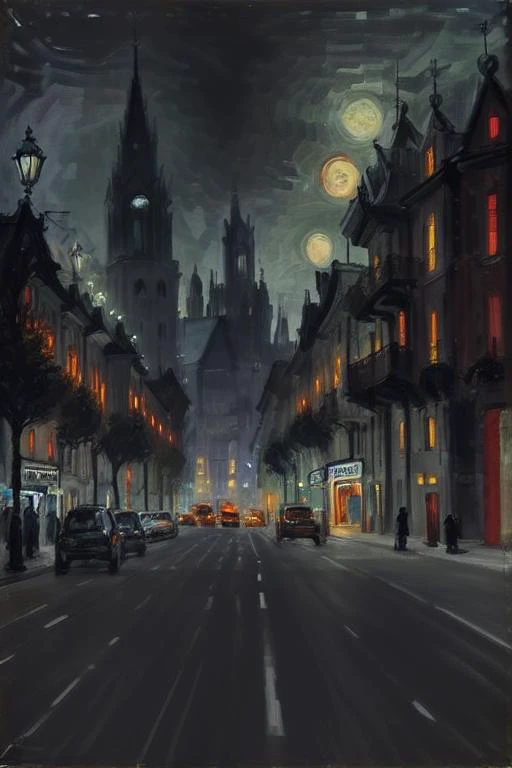 DARK | CITY | 暗黑| | 梵高 | OIL PAINT