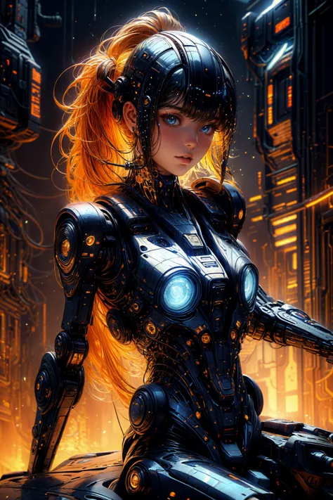 a woman in a futuristic suit with a sci - futuristic helmet and a sci - futuristic weapon