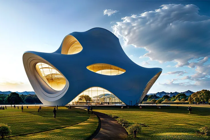 a close up of a building with a large blue star on top of it