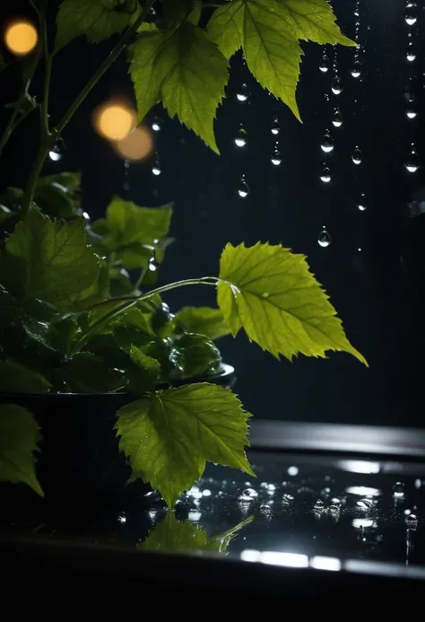 a close up of a plant with water droplets on it