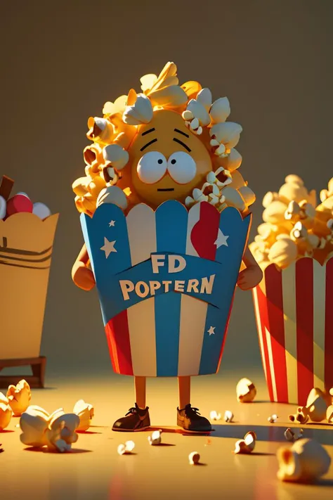 master piece,high quality,a popcorn,cartoon Character,3D,C4D,blender,<lora:ãå¡éIPãé£ç©å¤¸å¼ æäºº æç»&3Dé£æ ¼_v1.0:0.8>,