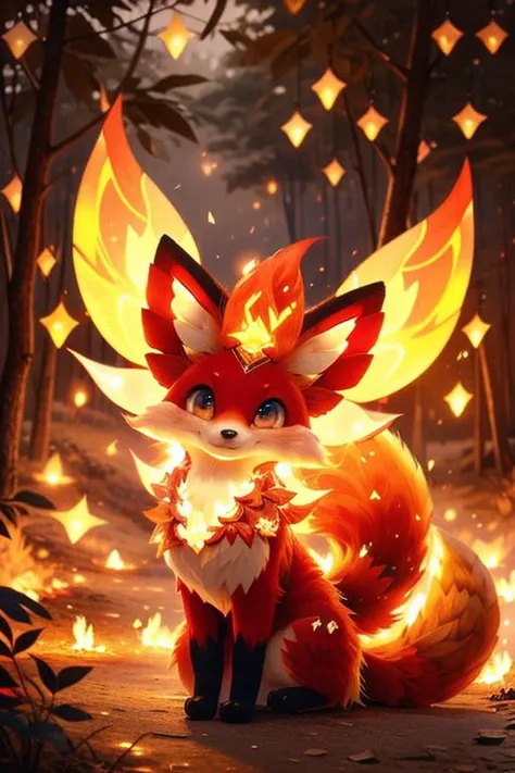 <lora:fairy:0.7> fire fairy, fox