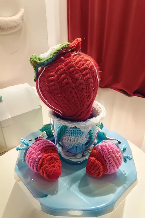 knittedstyle, a strawberry <lora:knittedstyle2:1.5>