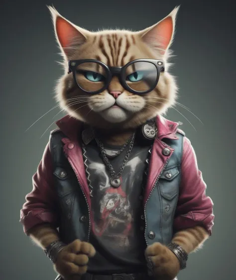 a close up of a cat wearing glasses and a jacket