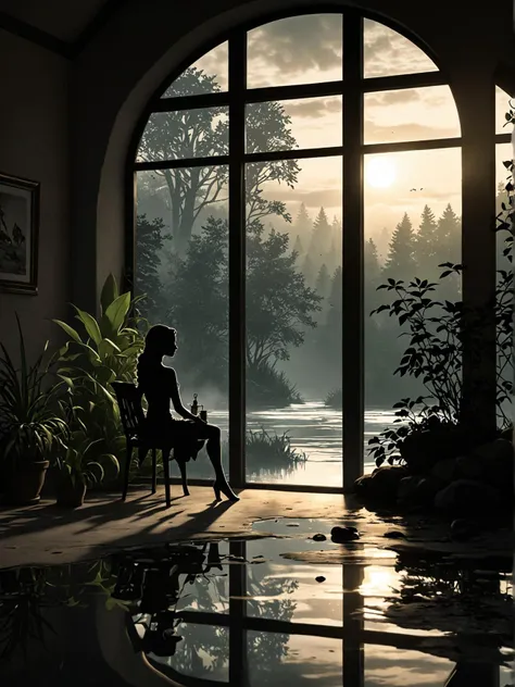 arafed view of a person sitting in a chair in front of a window