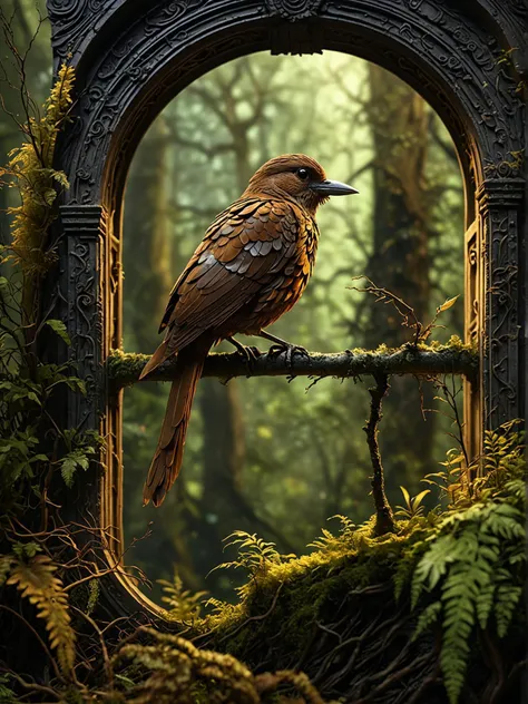 there is a bird sitting on a branch in front of a mirror