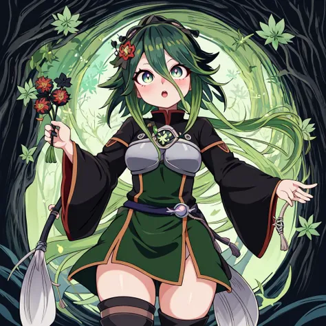 anime style, ultra detailed illustration of a beautiful adult woman, wearing tribal celtic clothes, shes standing on a forest while summoning some magic with her hands, ((Mushoku Tensei:1.3)) ((Black Clover:1.3)), magical glow, holographic glow, ultra deta...