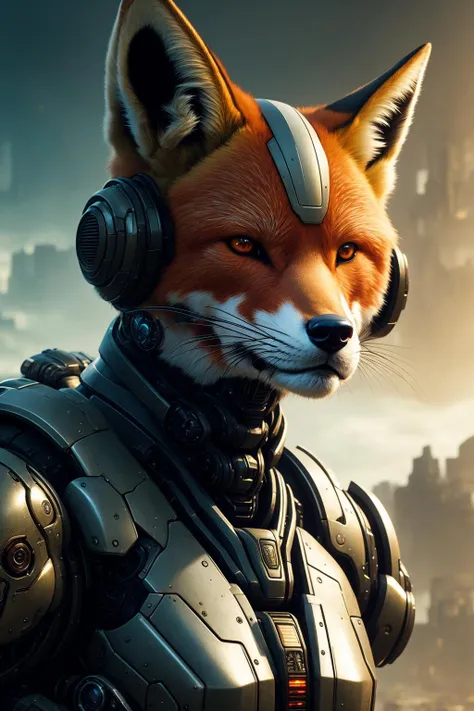 Portrait painting of a cybernetic fox with power armor, ultra realistic, concept art, intricate details, eerie, highly detailed, photorealistic, octane render, 8 k, unreal engine. art by artgerm and greg rutkowski and alphonse mucha