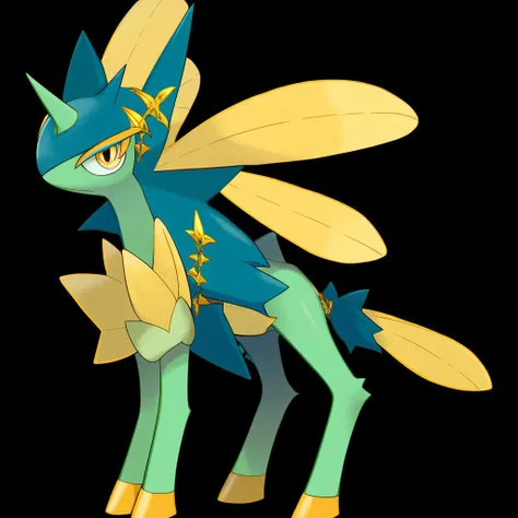 <lora:pokemon_pony_xl:0.8>, Type: Psychic, Type: Grass Egg Group: Water 1 It can blink rapidly producing a strobe effect with its Gold eyes to disorient predators or prey,It has a tail that splits into several ends, each capable of precise and independent ...