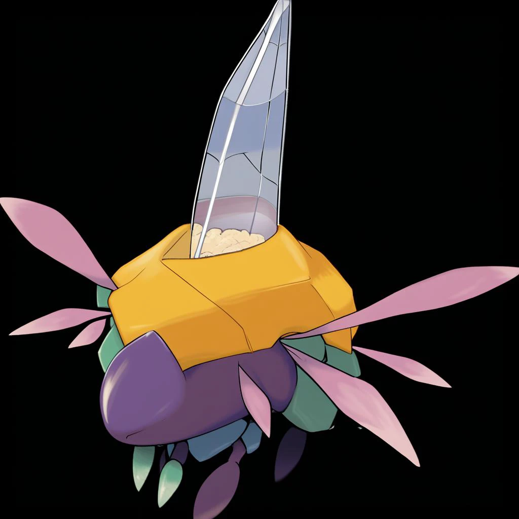 <lora:pokemon_pony_xl:1.0>, Type: Ground, Type: Bug Egg Group: Grass The monsters nose tip is yellow (orange:0.8) and can change shape to express emotions, much like the ears of some animals.,The monsters touch leaves a Silver imprint a temporary tattoo th...