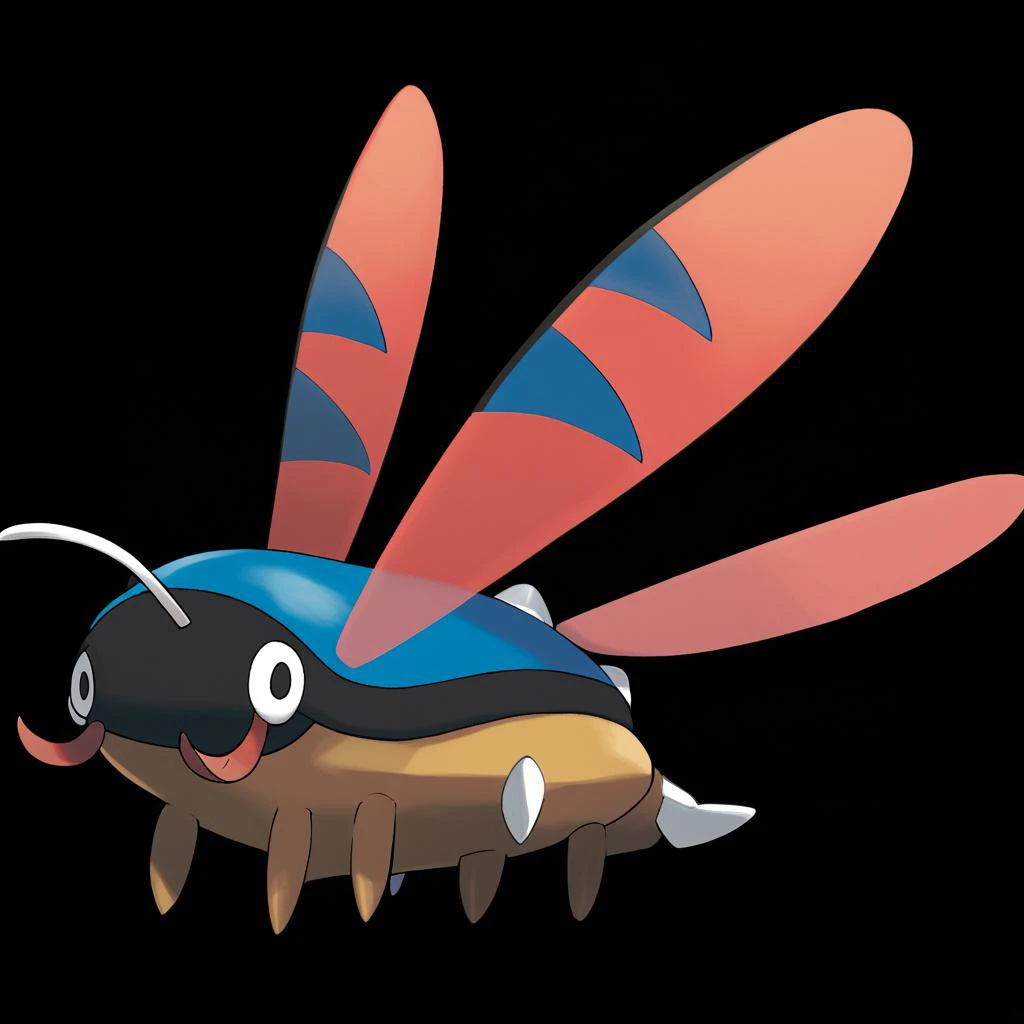 <lora:pokemon_pony_xl:1.0>, Type: Bug, Type: Poison Egg Group: Grass Its whiskers are highly sensitive and can detect the slightest changes in air currents,The Pokémon has a retractable spike on its tail for protection during combat,Its forelimbs are equip...