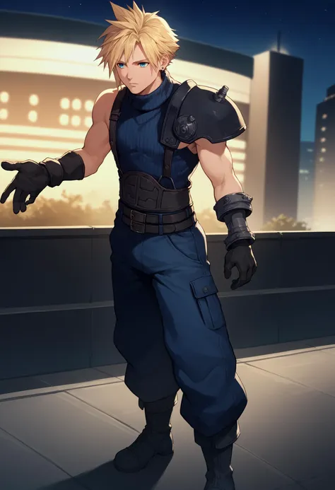 a cartoon image of a man in a blue outfit and gloves