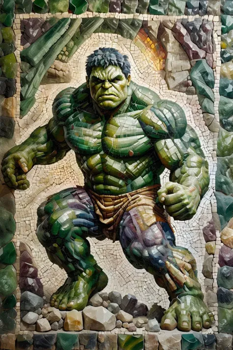 <lora:ral-ntrgmstn-sdxl:0.9>,<lora:Roman_Mosaic:0.8>,a highly detailed pastel oil painting of ral-ntrgmstn roman mosaic of the hulk,full body,jumping,dynamic pose,, (masterpiece, best quality, high quality, highres, ultra-detailed),