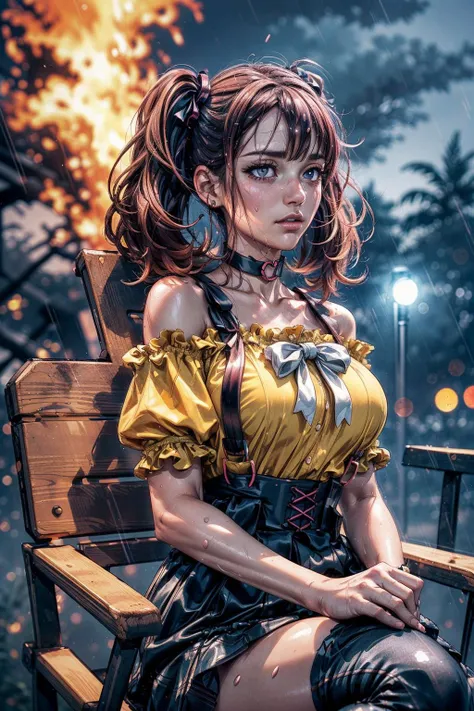 (ultra realistic,32k, masterpiece:1.2),(high detailed skin:1.1),( high quality:1.1),
<lora:LeeRoha:0.8>leeroha,twintails,yellow shirt,frilled shirt,off-shoulder shirt,puffy short sleeves,heart choker,suspenders,bow,black skirt,high-waist skirt,thighhighs,(...