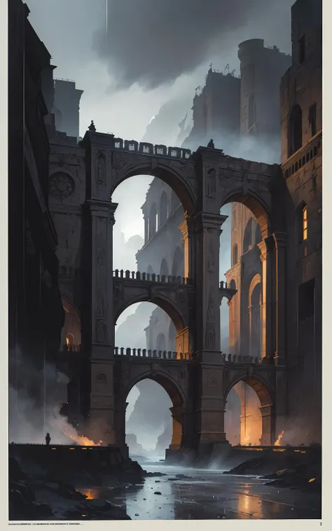 (masterpiece), (best_quality), (ultra-detailed), (illustration), (welcoming), ("the final Aqueduct, Moody":1.2), (masterpiece), (best_quality), (illustration), anime movie background, official art, amazing location design,(raining:1.3), a (infernal:1.3) co...