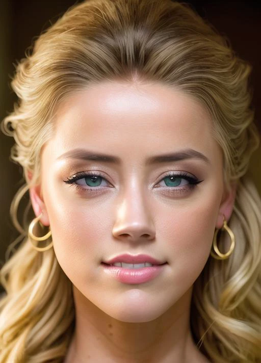 a close up of a woman with a very long blond hair