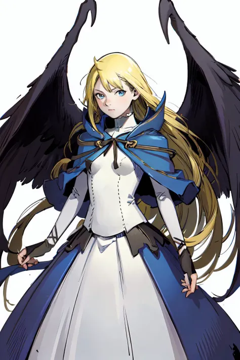 <lora:Kui_Ryouko_style_v03.15.15.01:1>  <lora:RtPL-Malice:1> malice_(riviera), black_wings, blonde_hair, long_hair, blue_cape, white_dress, angel_wings, gloves,, ultra detailed, masterpiece, best quality, aesthetic, detailed,