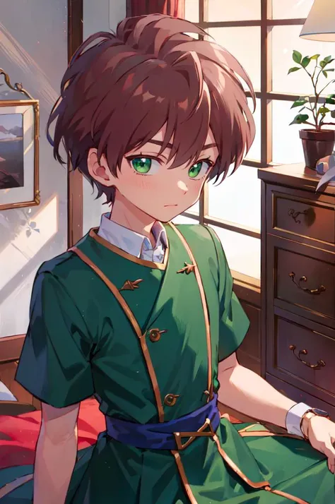 cowboy shot,  <lora:HiroDigi:0.8> HiroDigi, 1boy, brown hair, green eyes, <lora:mahoushoujo_cpt_v01:1> mahoushoujo,, ultra detailed, masterpiece, best quality, aesthetic, detailed,