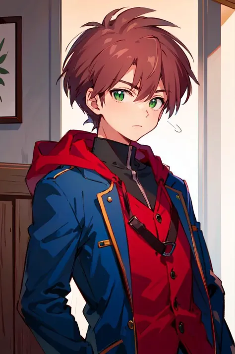 <lora:HiroDigi:0.8> HiroDigi, 1boy, brown hair, green eyes, blue jacket,, ultra detailed, masterpiece, best quality, aesthetic, detailed,