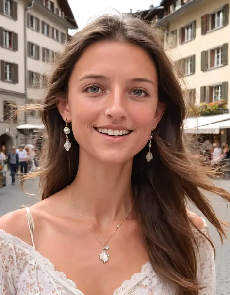 Natalie Zacek, with her glistening brown eyes that seem to dance with curiosity as she gazed around downtown Zurich, walked gracefully along the bustling sidewalks. Her long tresses caressed her shoulders and swayed in a gentle breeze, framing her charming...