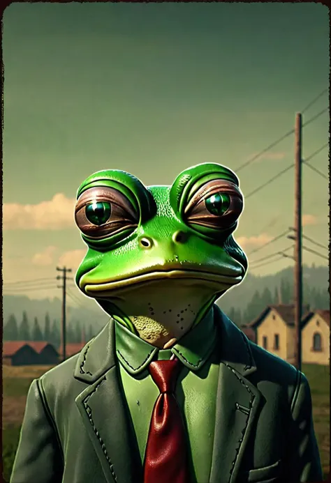 character portrait in style of sad frog