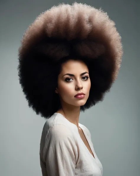 a woman with a very large afro hair