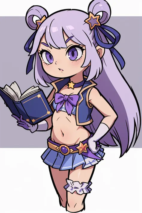 a cartoon girl with long hair and a book in her hand