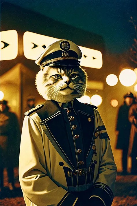 feral autonomous colonel, analog photo, vintage pulp fantasy film still, moody,bokeh,gorgeous