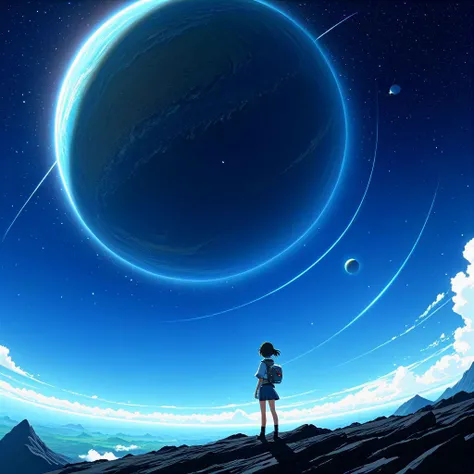 Exoplanet, cosmic, astral, space fantasy, detailed, Makoto Shinkai, HD -- s50 -- niji 6