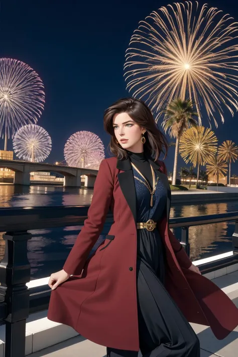 1girl, (by Eleanor Vere Boyle:0.8) and (Pierce Brosnan:1.2) , [grand On pale black paper, Cyber Noir, intricate background, landscape of a Slimy Ludicrous ([Bremen Town Musicians Statue|Cavern]:1.3) in the distance there is a Roller coaster, elegant, dense...