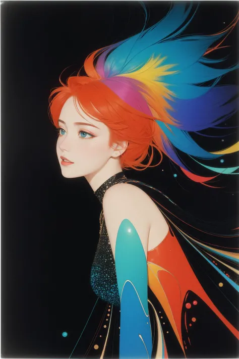 1girl, Fantasy, CineColor, rich color, Frightening, Monochrome, full of color, Awe, Kinemacolor, flawless, Tranquil, Single Color, intricate details, Relaxed, Cinestill, key visual, Shameful, Hypersaturated, Vitrail, Shameless, four colors, glittering, Sur...