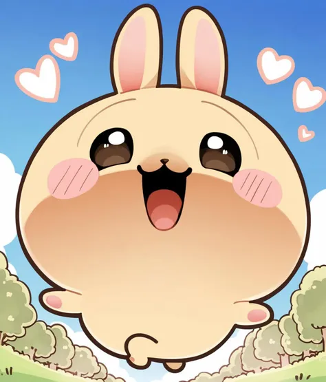 a close up of a cartoon bunny with a heart shaped face