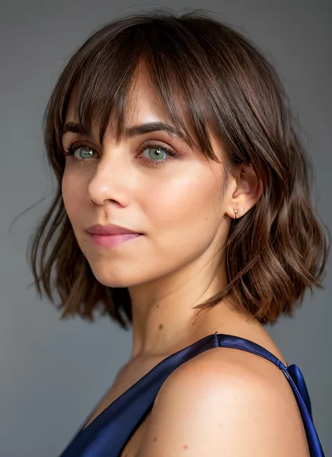 portrait of skswoman, joyful , wearing silk , with gray Side-swept bangs , background airport epic (photo, studio lighting, hard light, sony a7, 50 mm, matte skin, pores, colors, hyperdetailed, hyperrealistic), <lyco:Aura GarridoV3:1.0>