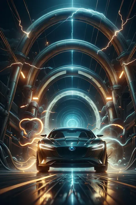 masterpiece,best quality,4K,8K,ultra detailed background,delicate pattern,complex detailed background,studio lighting,fantastic,Back to the Future,car,time tunnel,lightning ral-elctryzt,<lora:ral-elctryzt-sd15:1>,