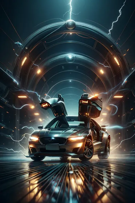 masterpiece,best quality,4K,8K,ultra detailed background,delicate pattern,complex detailed background,studio lighting,fantastic,Back to the Future,car,time tunnel,lightning ral-elctryzt,<lora:ral-elctryzt-sd15:1>,