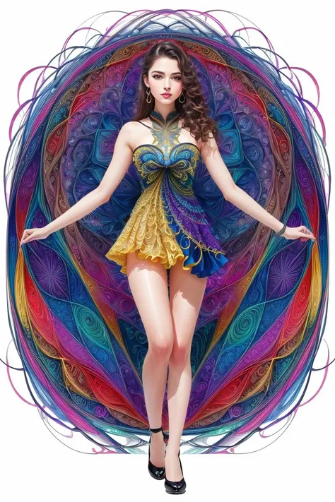 (masterpiece, top quality, best quality, official art, beautiful and aesthetic:1.2), (1girl:1.3), extremely detailed,(fractal art:1.2),colorful,highest detailed,(zentangle:1.2), (dynamic pose), (abstract background:1.5), (treditional dress:1.2), (shiny ski...