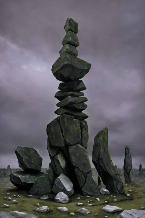 a close up of a pile of rocks on a field