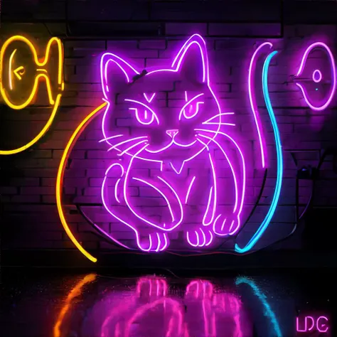 <lora:neonart-syk006:0.8>, neon light, neon sign, neon, LED, cat, masterpiece, 8k, high resolution, shallow depth of field, sharp focus