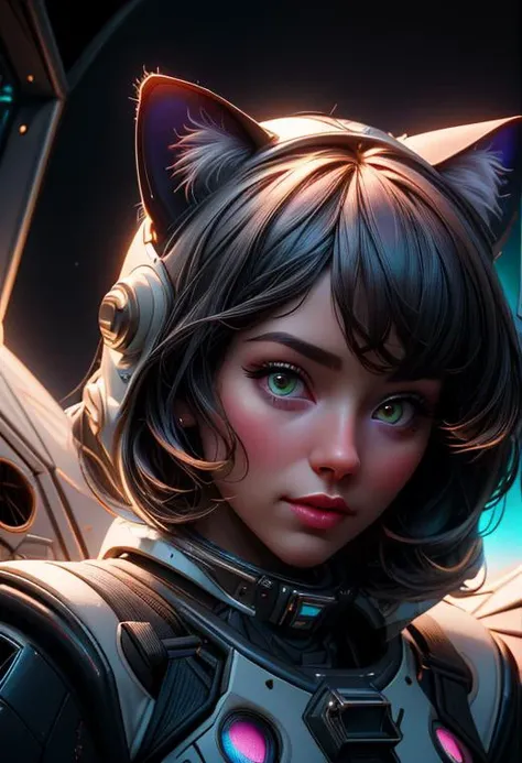 embedding:epiCPhoto, Award Winning, Best Quality, Highres, Masterpiece, Retina, 8K, Super Detail, UHD, HD,
a beautiful cat girl in a space suit in space
,Photography Style, Photorealism Style, Studio Portrait Lighting, Futuristic Spacecraft Lighting