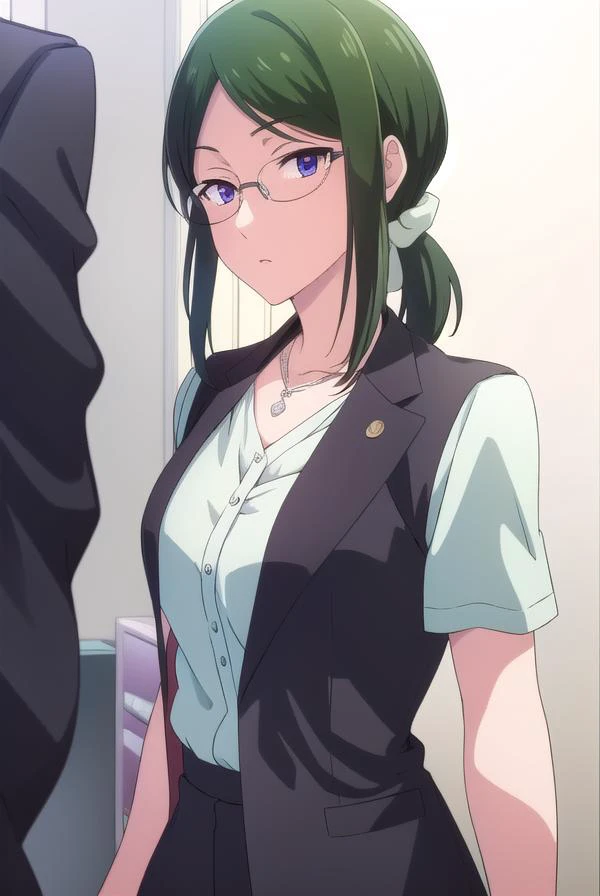 hanakokoyanagi, <lyco:hanakokoyanagi-lyco-nochekaiser:1>,
hanako koyanagi, green hair, low ponytail, (purple eyes:1.1), glasses,
BREAK skirt, shirt, necklace, office lady,
BREAK looking at viewer,
BREAK indoors,
BREAK <lora:GoodHands-vanilla:1>, (masterpie...