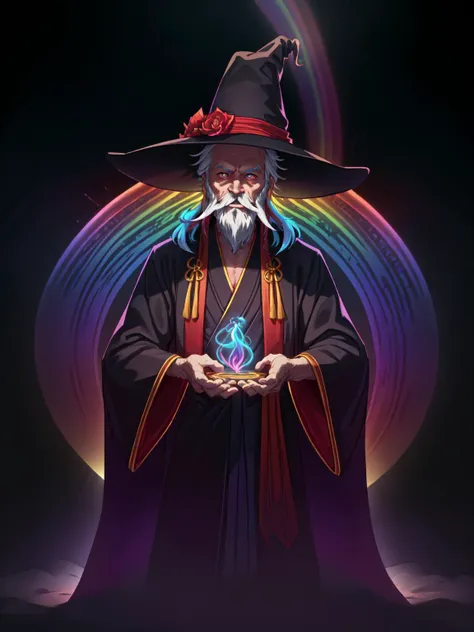 a wizard with a magic ball in his hands