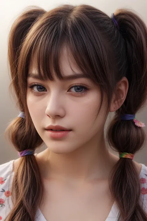 (Imitated Photo:1.3) of (Ultrarealistic:1.3) A photo of a girl, twin tails, rainbow hair, <lora:more_details:0.8>,Highly Detailed,(Offset print:1.3),(close portrait:1.3),(Feminine:1.4),(beautiful:1.4),(attractive:1.3),handsome,calendar pose,perfectly detai...