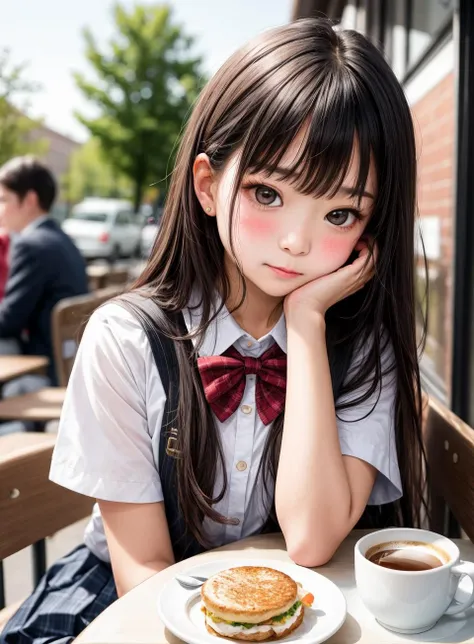 a close up of a person sitting at a table with a plate of food