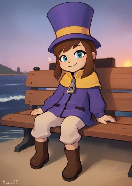 (masterpiece, best quality:1.2), extremely detailed, soft ambient lighting, sharp focus, 4K, <lora:(Concept) Slider Details Minimal:-1>, BREAK <lora:Hat:0.8>, solo, 1girl, hkdef, purple dress, white pants, boots, top hat, yellow cape, zipper pull tab, BREA...