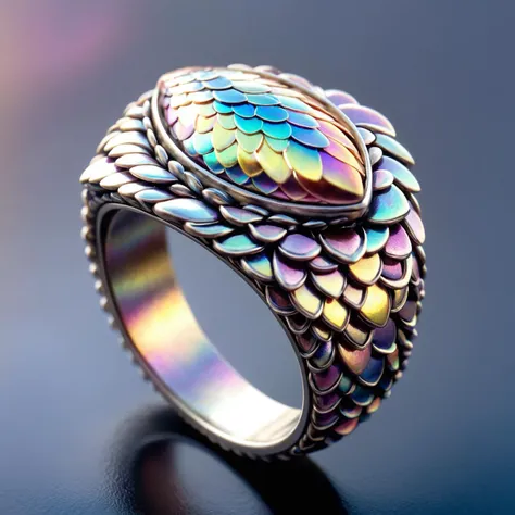 a close up of a ring with a fish's head on it