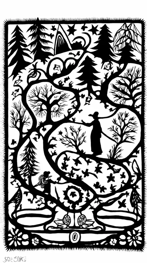 square shape, wizard, monochrome, papercutting, <lora:papercutting:1>